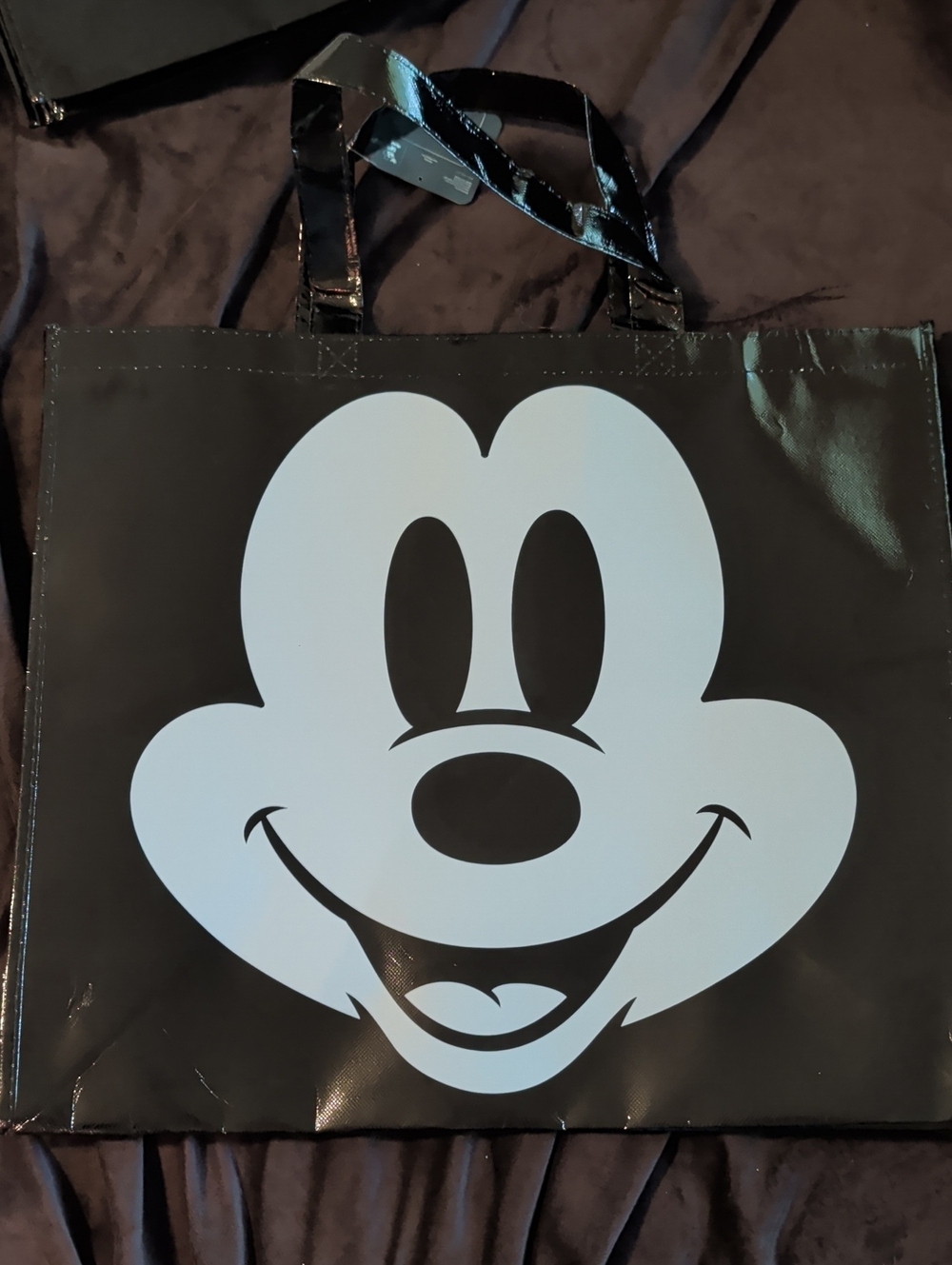 Disney Mickey Mouse Black Tote Bag with White Face Print